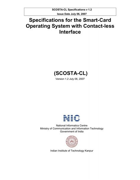 scosta smart card specifications|SCOSTA Specifications .